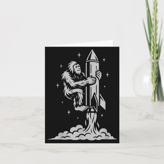 Carte Funny Bigfoot Flying Into Space With Stars And Cos (Devant)