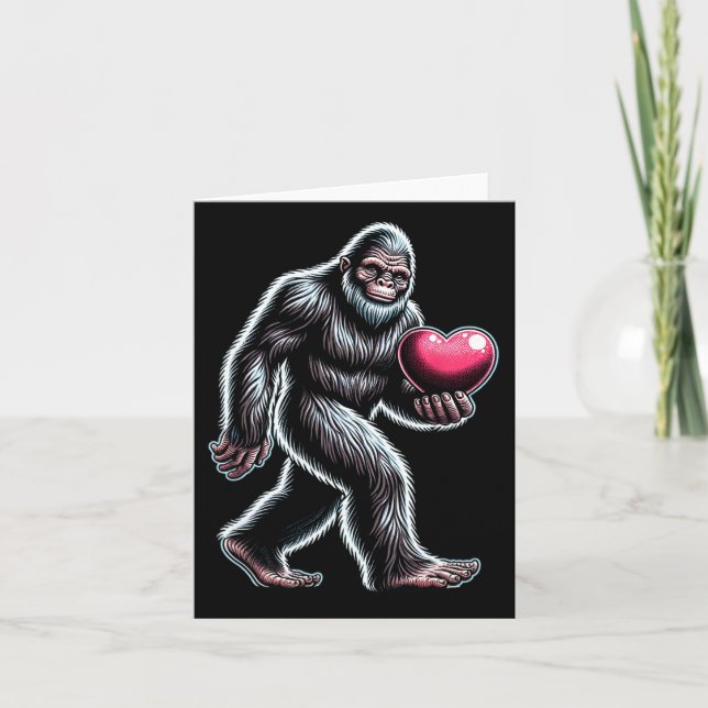 Carte Funny Bigfoot Sasquatch Coeur Mens Enfants Garçons (Devant)