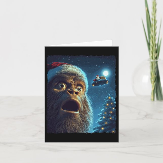 Carte Funny Bigfoot Sasquatch Selfie Père Noël Ufo Xmas  (Devant)