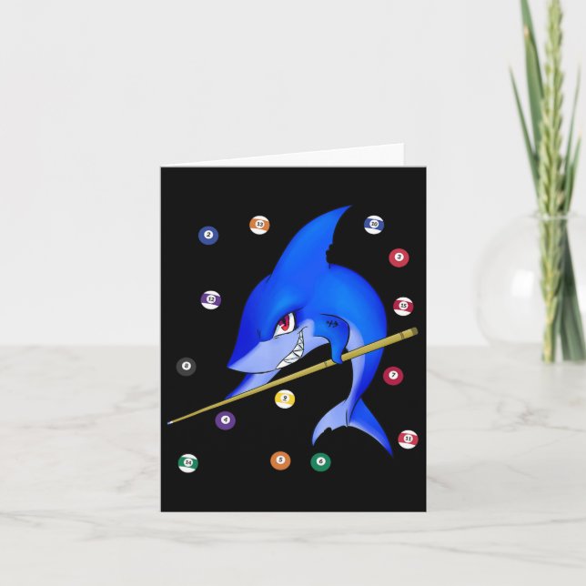 Carte Funny Billard piscine requin mâle (Devant)