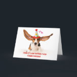 Carte Funny birthday card Basset hound dog with big ears<br><div class="desc">Funny birthday card of a Basset hound dog (Hush puppy) with big ears. Le Jour de l'évasion</div>