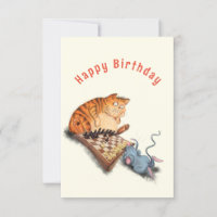 Funny Birthday Card Chat et souris Jouer aux échec