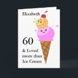 Carte Funny Birthday Card Cute Ice Cream Ajouter Année &<br><div class="desc">Apportez un sourire d'anniversaire à quelqu'un avec cette jolie carte de crème glacée. Fraise et vanille avec une cerise sur le dessus. Modifiez facilement le nom,  l'âge et le message à l'intérieur à l'aide du modèle fourni.</div>
