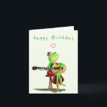 Carte Funny Birthday Card Frog Jouer de la guitare<br><div class="desc">Grenouille Jouer Guitare Drôle Cartes d'Anniversaire - PEINTURE MIGNED</div>