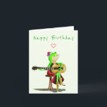 Carte Funny Birthday Card Frog Jouer de la guitare<br><div class="desc">Grenouille Jouer Guitare Cartes d'Anniversaire Drôle - Peinture MIGNED - Personnalisable</div>