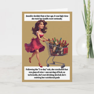 Carte Funny Birthday Card  Wine Cart 5-a-day Joke