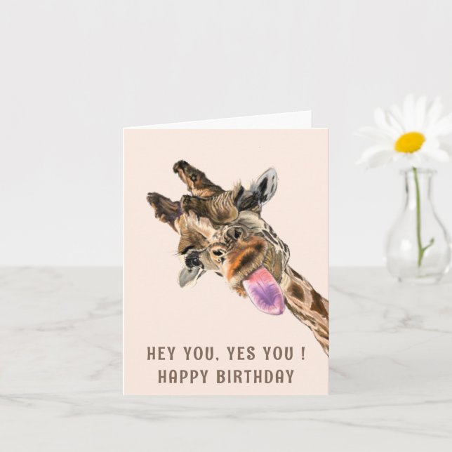 Carte Funny Birthday Card with Catchy Giraffe (Petite plante)