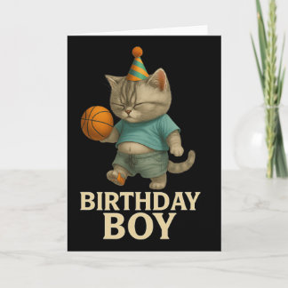 Carte Funny Birthday Cat Playing Sketll – Slam Dunk Kity