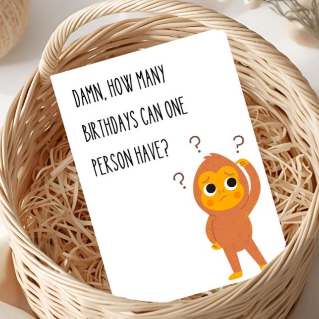 Carte Funny Birthday Greeting Card Singe Humour unique (Créateur téléchargé)