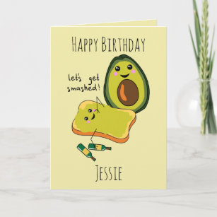 Carte Funny Birthday Let's Get Smashed Avocado Friends