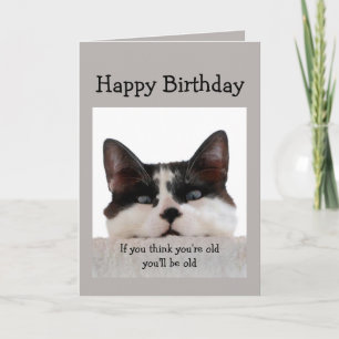 Carte Funny Birthday Old Age Over the Hill, Cat Humour