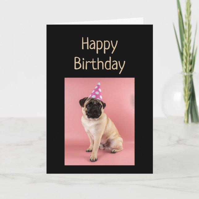 Carte Funny Birthday Pug Dog Old Age Humor  (Devant)