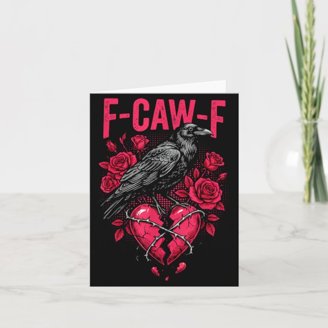 Carte Funny Black Bird F-caw-f Anti Valentines Day Singl (Devant)