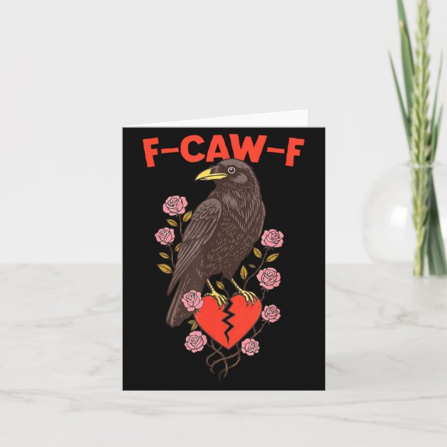 Carte Funny Black Bird F-caw-f Anti Valentines Day Singl (Devant)
