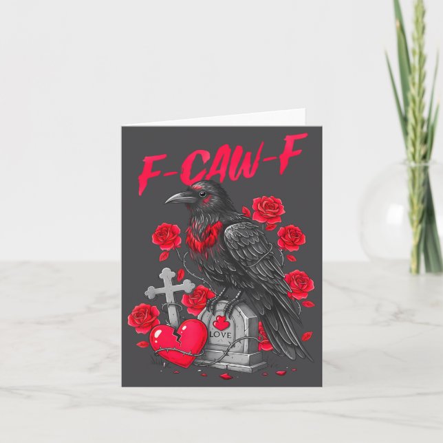 Carte Funny Black Bird F-caw-f Anti Valentines Day Singl (Devant)