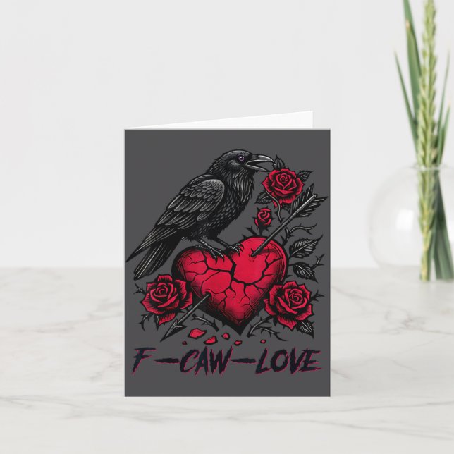 Carte Funny Black Bird F-caw-f Anti Valentines Day Singl (Devant)
