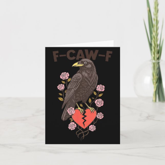 Carte Funny Black Bird F-caw-f Anti Valentines Day Singl (Devant)