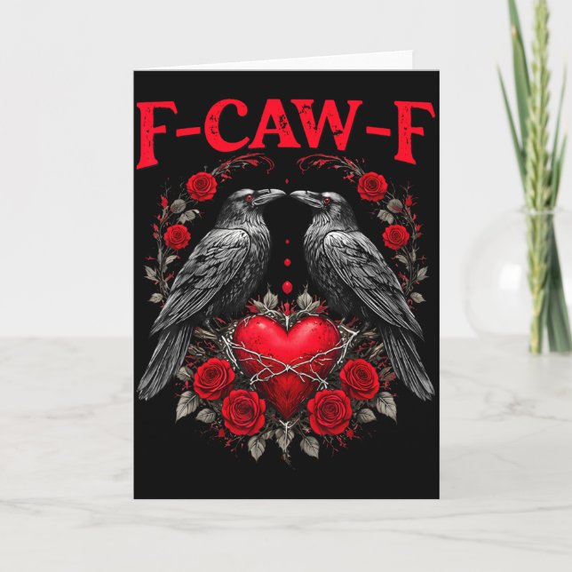 Carte Funny Black Bird F-caw-f Anti Valentines Day Singl (Devant)