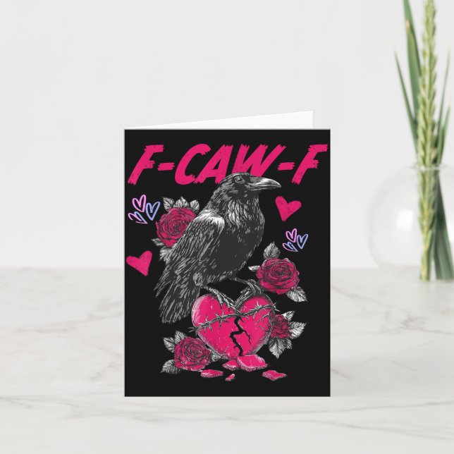 Carte Funny Black Bird F-caw-f Anti Valentines Day Singl (Devant)