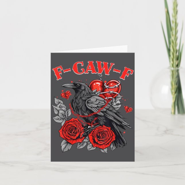 Carte Funny Black Bird F-caw-f Anti Valentines Day Singl (Devant)