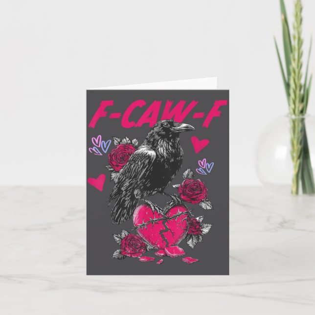Carte Funny Black Bird F-caw-f Anti Valentines Day Singl (Devant)