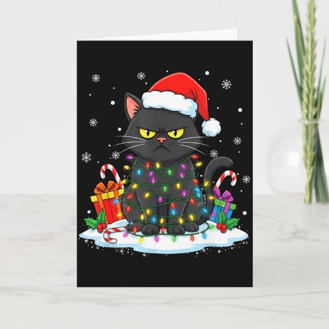 Carte Funny Black Cat Christmas For Men Women Youth Girl (Devant)