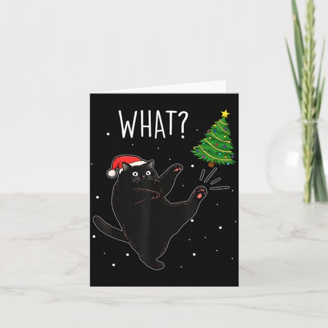 Carte Funny Black Cat What_ Christmas Tree Meme Xmas Men (Devant)