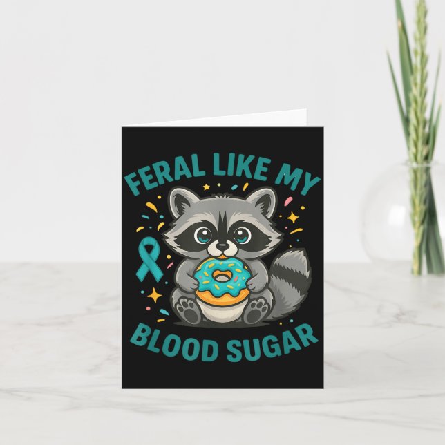 Carte Funny Blood Sugar Raccoon Food Chaos Diabetes Fera (Devant)