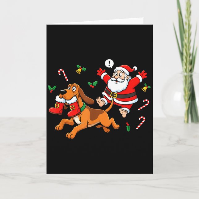 Carte Funny Bloodhound Santa Claus Boots Christmas Women (Devant)