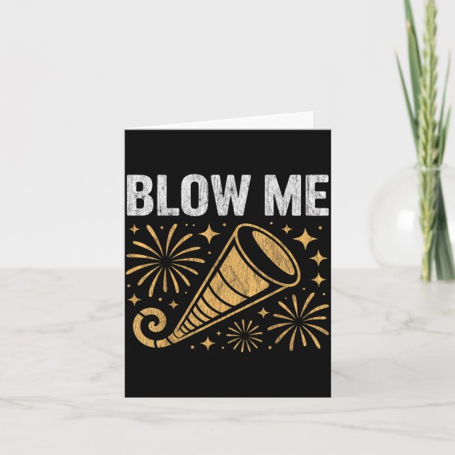Carte Funny Blow Me Kiss Me Happy New Year Couple Humor  (Devant)