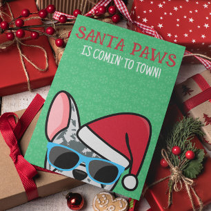 Carte Funny Blue Merle Frenchie Père Noël Paws Noël