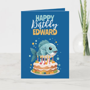 Carte Funny Blue & Yellow Boyfriend Pêche Anniversaire