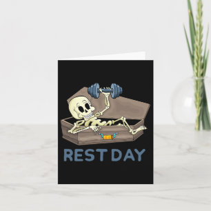 Carte Funny Bodybuilding Poids Lifting Skeleton Rest Da