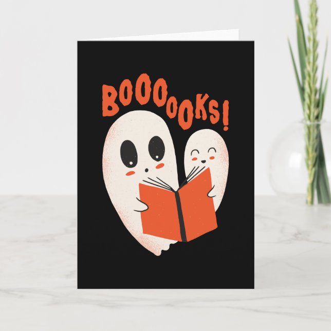 Carte Funny Bookworm Ghost Halloween Costume Booooks (Devant)