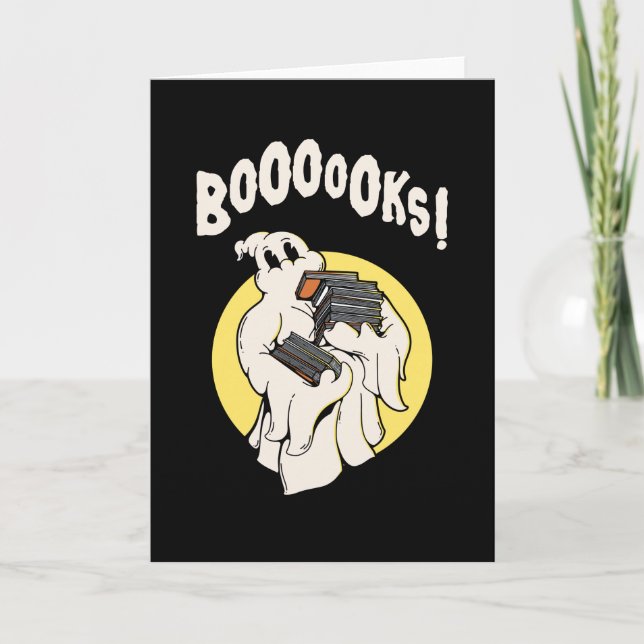 Carte Funny Bookworm Ghost Halloween Costume Booooks (Devant)