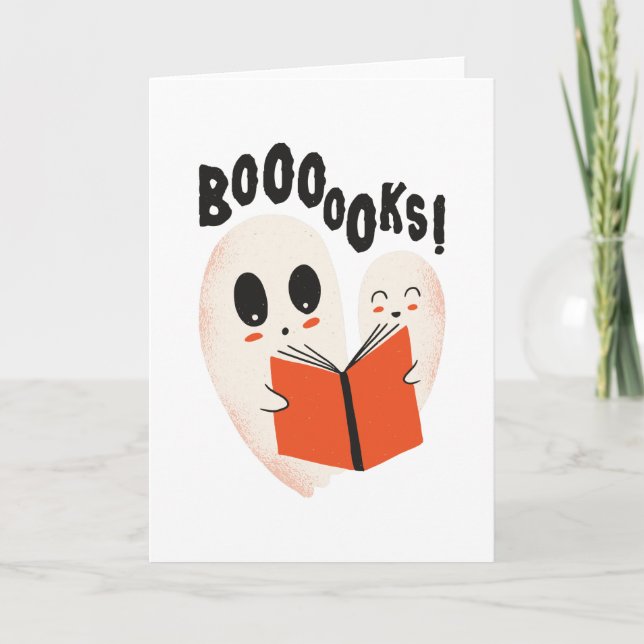 Carte Funny Bookworm Ghost Halloween Costume Boooooks (Devant)
