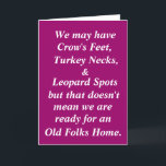 Carte Funny Boomer Birthday Card<br><div class="desc">La carte d'anniversaire humoristique parfaite pour tous les "personnes d'un certain âge" (hommes et femmes) !  Nous vieillissons peut-être,  mais cela ne veut pas dire que nous ne pouvons pas rire ! Une partie de CHAQUE vente profite à la Fondation de recherche sur le cancer du sein.</div>
