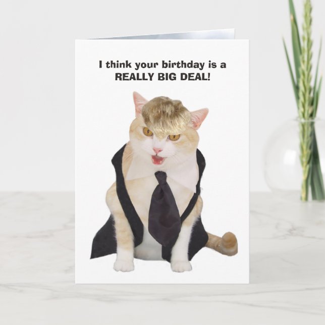 Carte Funny Boss Cat with Blonde Toupee (Devant)