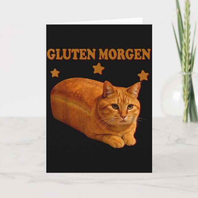 Carte Funny Bread Cat Meme Gluten Morgen Humor Graphic G (Devant)