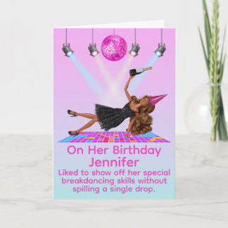 Carte Funny Breakdancing Disco Doll Birthday Card
