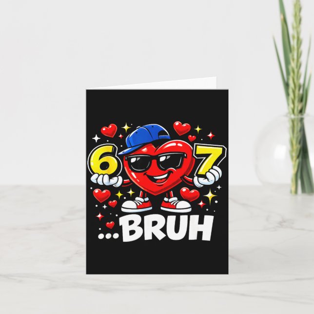 Carte Funny Bruh 67 Six Seven Meme Valentine Heart Dabbi (Devant)