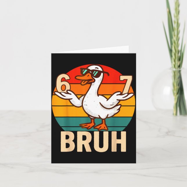 Carte Funny Bruh Retro Duck 6 7 Meme Kids Teen Boys  (Devant)