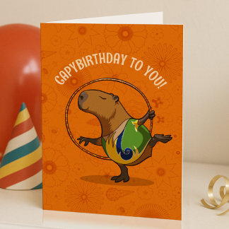 Carte Funny Capybara Capybirthday To You! Birthday Art