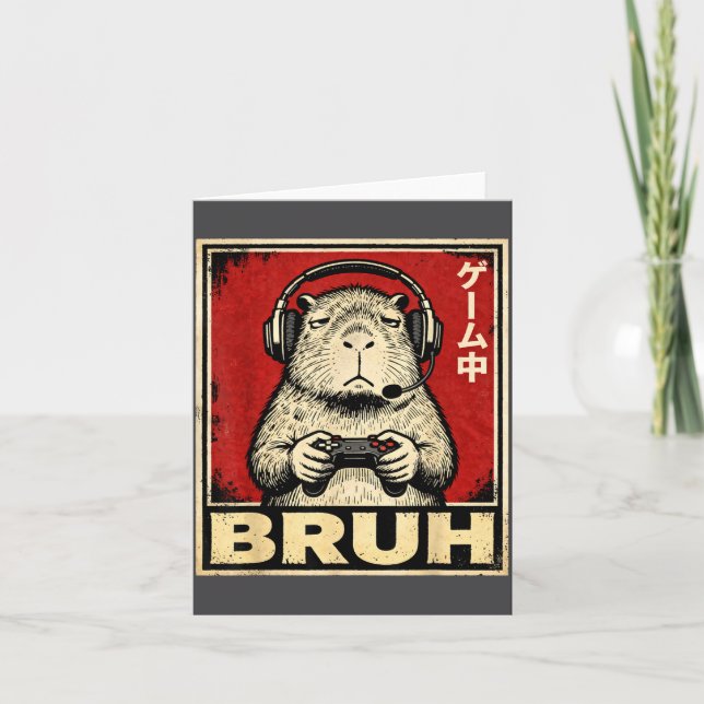 Carte Funny Capybara Gamer Bruh Graphic Tee Men Boys Tee (Devant)