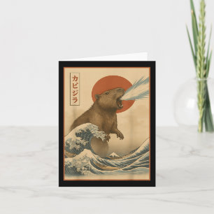 Carte Funny Capybara Japonaise Vague Capyzilla Garçons F