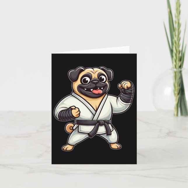 Carte Funny Carlin Doing Karate Martial Arts (Devant)