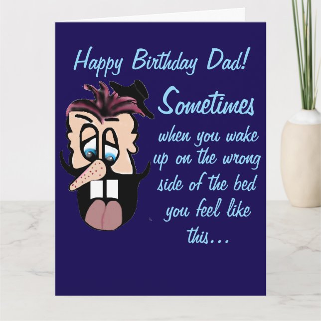 Carte Funny Cartoon Caricature Happy Birthday Dad! Card (Devant)