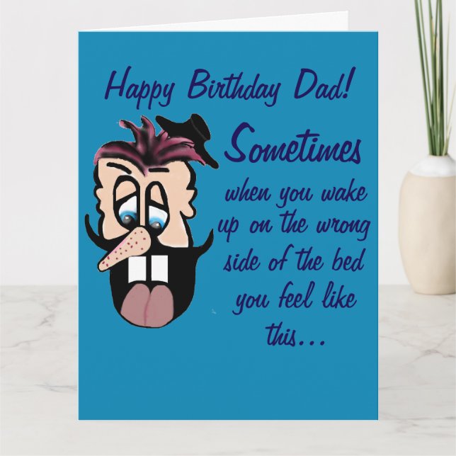 Carte Funny Cartoon Caricature Happy Birthday Dad! Card (Devant)