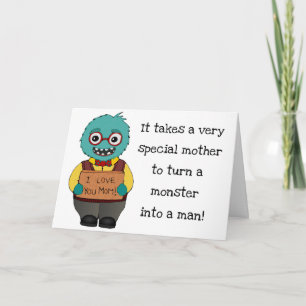 Carte Funny Cartoon Monster Happy Mother's Day From Son