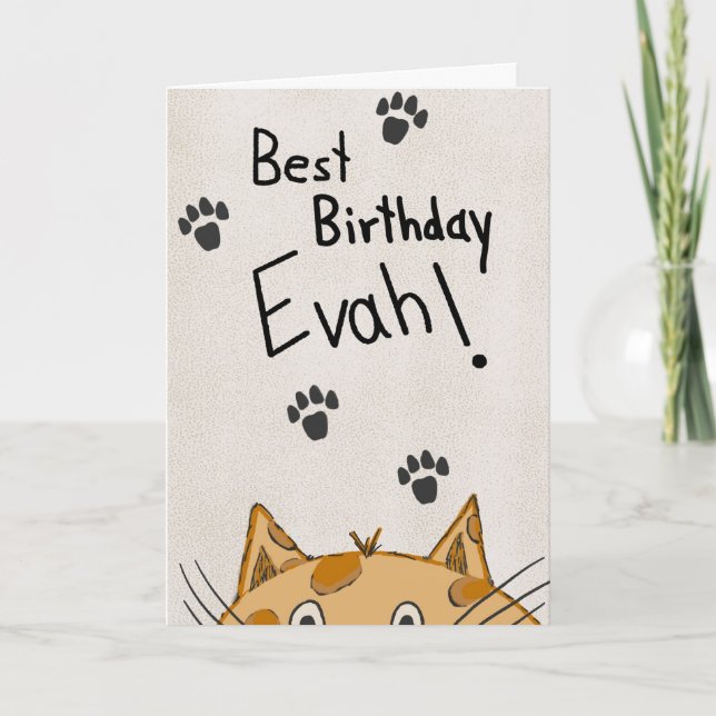 Carte Funny Cat Birthday Card, From the Cat (Devant)